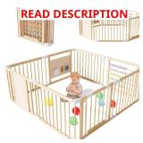 Foldable Wooden Baby Playpen with Adjustable