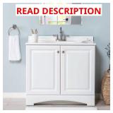 36 in. White Bath Vanity with Marble Top