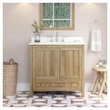 Kansas 36-in White Oak Vanity w/ Stone Top