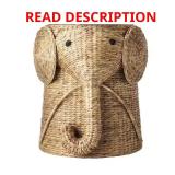 Elephant Woven Basket with Lid (20.5"W)