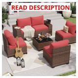 Brown 6-Piece Rattan Patio Sectional Set