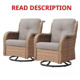 Outdoor Swivel Yellow Wicker Chair Set 2-Pack