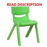 Green Plastic Stackable Chair, 12" Seat Height