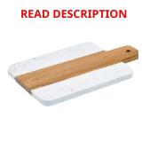 11.2 in. Marble and Wood Serving Board