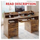 59 in. Rustic Brown Desk with Charge Station