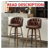 Walnut Brown Faux Leather Bar Stool Set