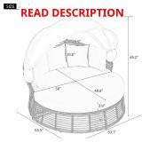 Outdoor Daybed with Canopy, Wicker Sofa Set