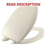 Elongated Enameled Wood Toilet Seat, Biscuit