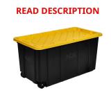 (NO LID) HDX 77 Gal Storage Tote w Wheels, Black