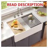 33 in. Fireclay Farmhouse Sink, White