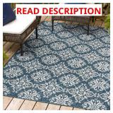 Amora Tile Rug Navy/Cream 5x8 Indoor/Outdoor