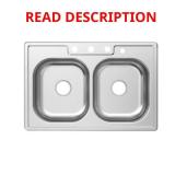 33 in. Drop-In Double Bowl Stainless Sink