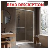 44-48 in W Sliding Shower Door, 5/16" glass