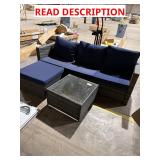 Outdoor furniture set has some corner wear