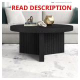 Holm 32 in. Black Round MDF Top Coffee Table