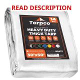White 30x50 Poly Tarp, 14 Mil