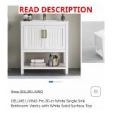 DELUXE LIVING Pro 30-in White Sink Vanity with To