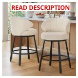 Mattis 26in Beige Leather Bar Stools Set 2