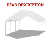 Hercules 18x20 ft Steel Carport, 8-Leg, White