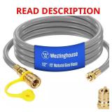 15-Foot Natural Gas Hose w/ Adapter, 1/2" Dia