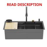 Matte Black Stainless Steel Sink with Faucet