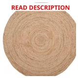 Natural Fiber Beige 8x8 Round Border Rug