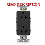 Decora 20A 125V Duplex Outlet Black 1-Pack