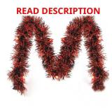 (2) 10 ft Pre-Lit LED Orange/Black Tinsel Garland