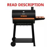 Barrel Charcoal Grill with Wooden Shelves