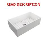 33 in. Farmhouse Sink, White Fireclay