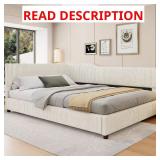 L-Shaped Beige Full-Size Corduroy Daybed