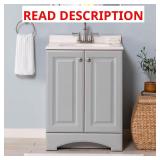 24 in. Gray Bath Vanity with Marble Top