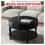 Coffee Table with Dual Storage, 31.5" Black