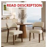 Dining Chairs, Oak Frame (2) Beige/Walnut