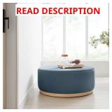 Tilden 38 in. Velvet Ottoman, Cadet Blue