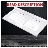 48 W x 22 D White Double Sink Vanity Top