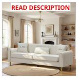 Eztli 87.5 in Velvet Rectangle Sofa, White