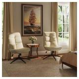 CHARLOTTE Beige Chenille Chair with Swivel