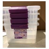 Lot Of 4 15 Quart Clear View Storage Containers