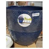 Allen & Roth Planter, Blue With Decorative