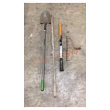 Spade Shovel And Rake And Handles