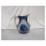 Salt Glaze Blue Flower Pitcher ;