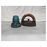 Sad Iron / Detachable Handle And Glass Insulator;