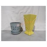 Mccoy Pottery Vase 9 1/4" & Flower Pot 5 1/2";