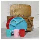 Woven Picnic Basket / Picnic Dishes;