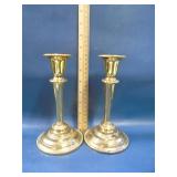 set of 2 brass coated candlesticks