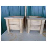 set of 2 wooden planters