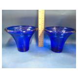 cobalt blue glass candle holders/vases/potpourri