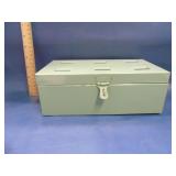 vintage green metal cash box