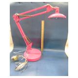 LED pink metal swing arm desk lamp
